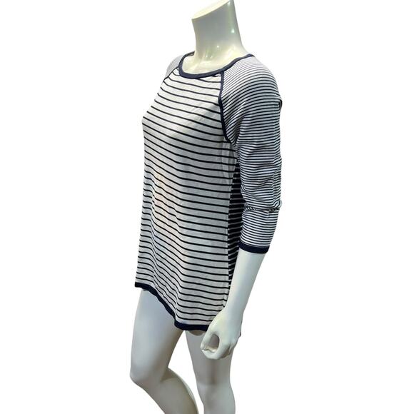 Talbots Medium Striped Long Sleeve Knit Top - Dark Blue & White - Picture 2 of 10